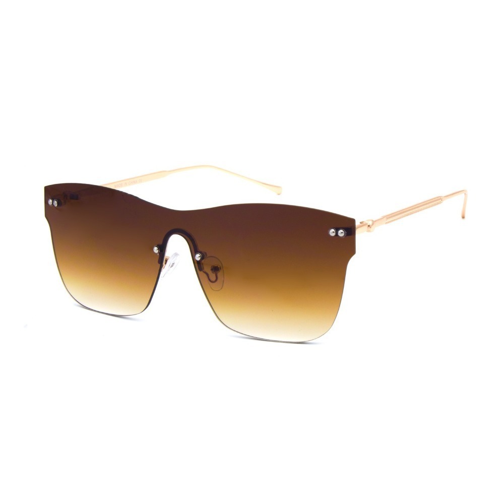 Sunglasses Brown Lens Frameless Gold Metal‎ Shades Retro Designer Lentes Gafas